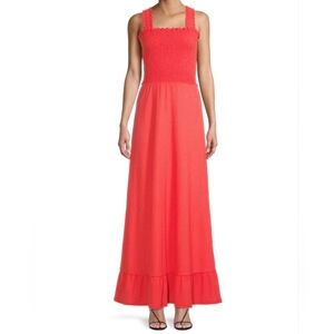 Nwot! Michael Kors Coral Smoked Maxi Dress